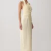 Chiara Halter Satin Maxi Dress – Buttermilk