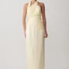 Chiara Halter Satin Maxi Dress – Buttermilk