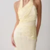 Chiara Halter Satin Maxi Dress – Buttermilk