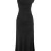 Chloe Peached Jersey One Shoulder Midi Dress – Black