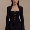 Christel Suiting Fitted Blazer – Black