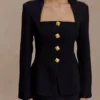 Christel Suiting Fitted Blazer – Black