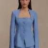 Christel Suiting Fitted Blazer – Ocean Blue Christel Suiting Fitted Blazer – Ocean Blue