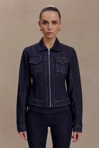 Cierra Cinched Jacket Top – Washed Indigo Blue Cierra Cinched Jacket Top – Washed Indigo Blue