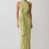 Cindylou Halter Knit Maxi Dress – Light Olive Cindylou Halter Knit Maxi Dress – Light Olive