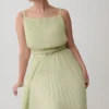 Clarisse Pleated Maxi Dress – Sage
