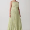 Clarisse Pleated Maxi Dress – Sage