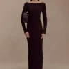 Cleona Merino Wool Ribbed Long Sleeve Maxi Dress – Deep Chocolate Cleona Merino Wool Ribbed Long Sleeve Maxi Dress – Deep Chocolate