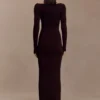 Cleona Merino Wool Ribbed Long Sleeve Maxi Dress – Deep Chocolate Cleona Merino Wool Ribbed Long Sleeve Maxi Dress – Deep Chocolate