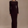 Cleona Merino Wool Ribbed Long Sleeve Maxi Dress – Deep Chocolate Cleona Merino Wool Ribbed Long Sleeve Maxi Dress – Deep Chocolate