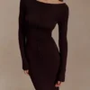 Cleona Merino Wool Ribbed Long Sleeve Maxi Dress – Deep Chocolate Cleona Merino Wool Ribbed Long Sleeve Maxi Dress – Deep Chocolate
