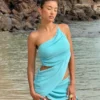 Corah Drape Knit Top – Cyan Blue Corah Drape Knit Top – Cyan Blue
