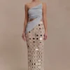 Noel Mirror Knit Midi Skirt – Beige Noel Mirror Knit Midi Skirt – Beige