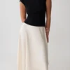 Coralie Asymmetric Satin Midi Skirt – Ivory