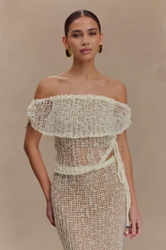 Cordelia Off Shoulder Knit Top – Ivory