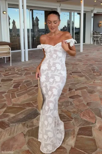 Cornelia Floral Sheer Maxi Dress – Ivory