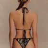 Corrie Crochet Tie Up Bikini Bottom – Black And Neutral Stripe