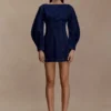 Cosmala Denim Long Sleeve Mini Dress – Indigo Blue Cosmala Denim Long Sleeve Mini Dress – Indigo Blue