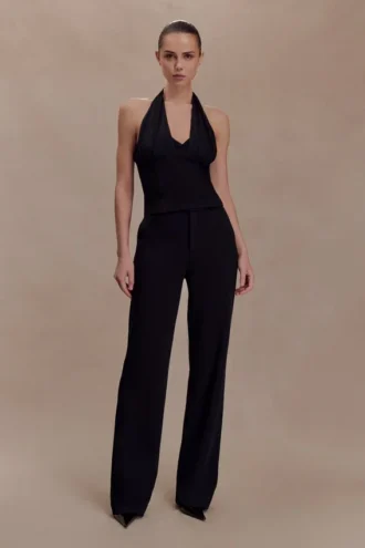 Cressida Crepe Halter Top – Black