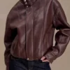 Curtis Faux Leather Bomber Jacket – Dark Chocolate