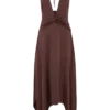 Cyra Plunge Satin Midi Dress – Dark Chocolate Cyra Plunge Satin Midi Dress – Dark Chocolate