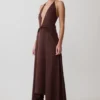 Cyra Plunge Satin Midi Dress – Dark Chocolate Cyra Plunge Satin Midi Dress – Dark Chocolate