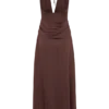 Cyra Plunge Satin Midi Dress – Dark Chocolate Cyra Plunge Satin Midi Dress – Dark Chocolate