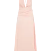 Cyra Plunge Satin Midi Dress – Peach Cyra Plunge Satin Midi Dress – Peach