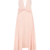Cyra Plunge Satin Midi Dress – Peach Cyra Plunge Satin Midi Dress – Peach