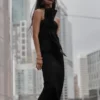 Cyrill Strapless Satin Structured Maxi Dress – Black Cyrill Strapless Satin Structured Maxi Dress – Black