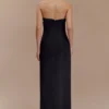 Cyrill Strapless Satin Structured Maxi Dress – Black Cyrill Strapless Satin Structured Maxi Dress – Black
