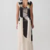 Dakota Chiffon Maxi Dress With Scarf – Ivory Oversized Floral Print Dakota Chiffon Maxi Dress With Scarf – Ivory Oversized Floral Print