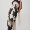 Dakota Chiffon Maxi Dress With Scarf – Ivory Oversized Floral Print Dakota Chiffon Maxi Dress With Scarf – Ivory Oversized Floral Print