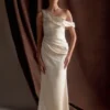 Dalia Off Shoulder Satin Maxi Dress – Blush Gold Dalia Off Shoulder Satin Maxi Dress – Blush Gold