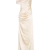 Dalia Off Shoulder Satin Maxi Dress – Blush Gold Dalia Off Shoulder Satin Maxi Dress – Blush Gold