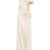 Dalia Off Shoulder Satin Maxi Dress – Blush Gold Dalia Off Shoulder Satin Maxi Dress – Blush Gold