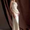 Dalia Off Shoulder Satin Maxi Dress – Blush Gold Dalia Off Shoulder Satin Maxi Dress – Blush Gold