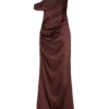 Dalia Off Shoulder Satin Maxi Dress – Dark Chocolate