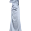 Dalia Off Shoulder Satin Maxi Dress – Frosted Blue