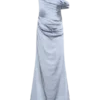 Dalia Off Shoulder Satin Maxi Dress – Frosted Blue