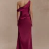 Dalia Off Shoulder Satin Maxi Dress – Mahogany Dalia Off Shoulder Satin Maxi Dress – Mahogany