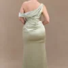 Dalia Off Shoulder Satin Maxi Dress – Sage Dalia Off Shoulder Satin Maxi Dress – Sage