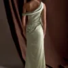 Dalia Off Shoulder Satin Maxi Dress – Sage Dalia Off Shoulder Satin Maxi Dress – Sage