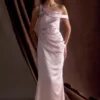 Dalia Off Shoulder Satin Maxi Dress – Soft Pink Dalia Off Shoulder Satin Maxi Dress – Soft Pink