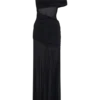 Dallas One Shoulder Mesh Maxi Dress – Black