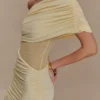 Dallas One Shoulder Mesh Mini Dress – Lemon