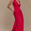 Dania Cowl Neck Slinky Maxi Dress – Fuchsia Pink