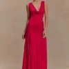 Dania Cowl Neck Slinky Maxi Dress – Fuchsia Pink