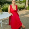 Dania Cowl Neck Slinky Maxi Dress – Fuchsia Pink