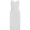 Daniela Ruched Halter Midi Dress – White Daniela Ruched Halter Midi Dress – White
